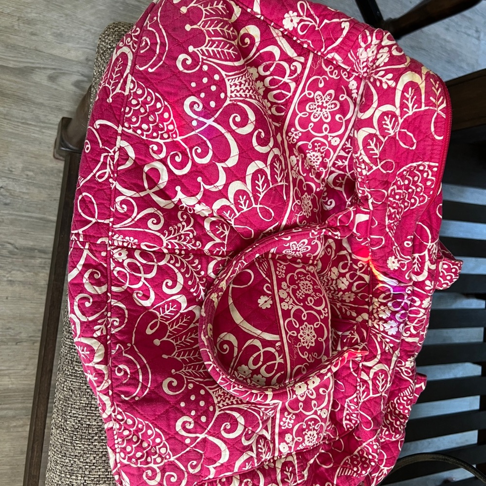 Vera Bradley Vibrant Pink and Cream Tote